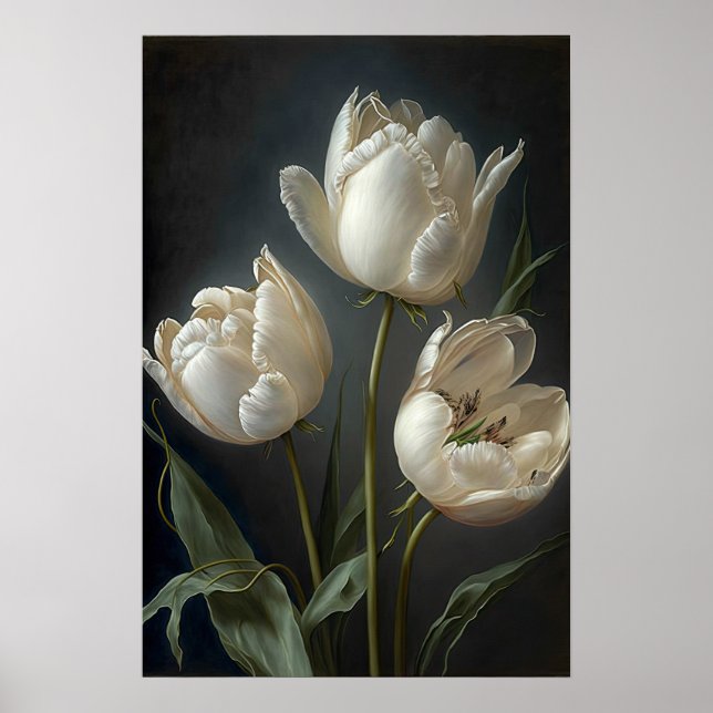 White Tulips Blume Art Print Poster (Vorne)