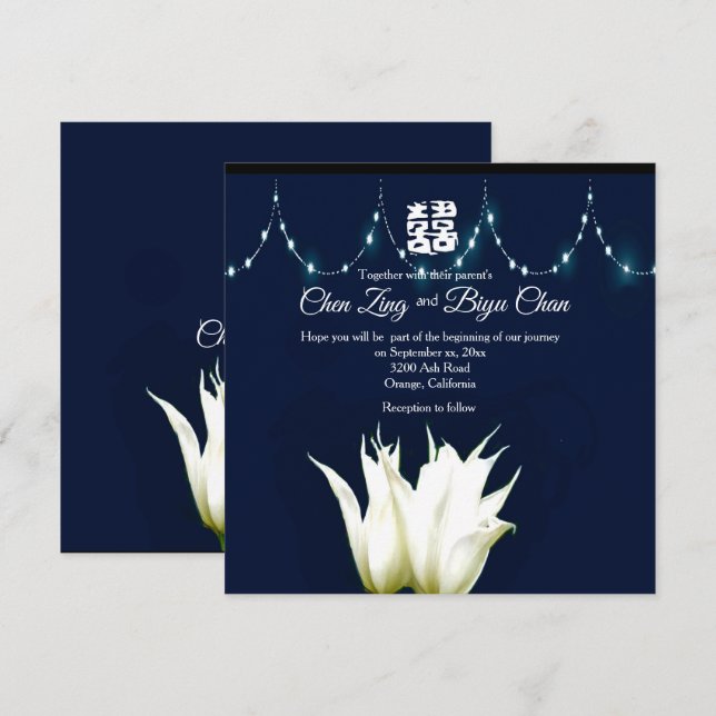 White Tulips Custom Hochzeit Einladung (Vorne/Hinten)