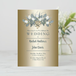 White Tulips Gold Hochzeit Einladung