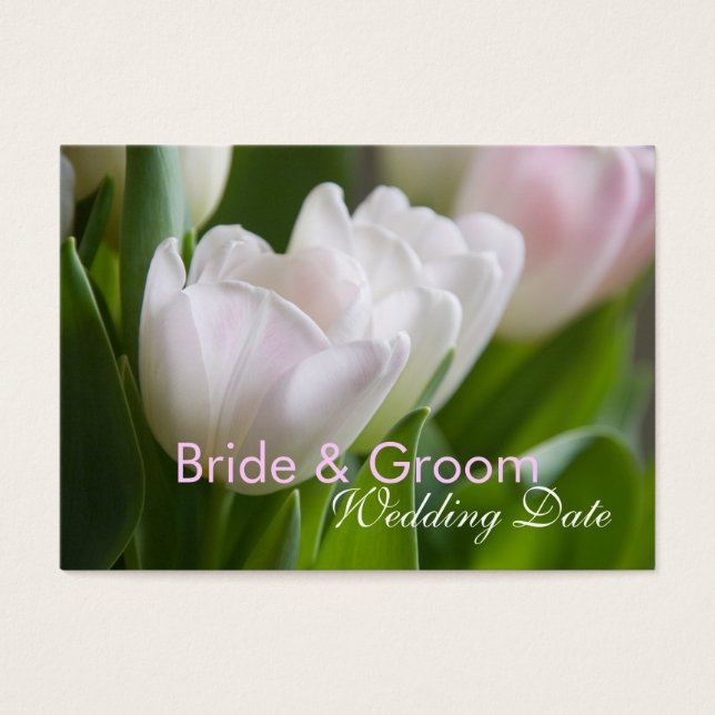 White Tulips - Save the Date Mini-Karte (Vorderseite)