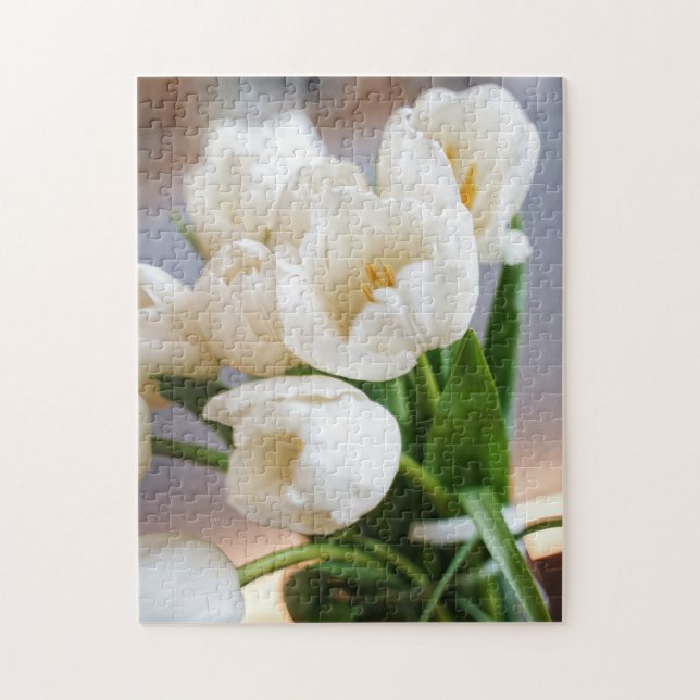 White Tulips Spring Blume Bulb Bouquet (Vertikal)