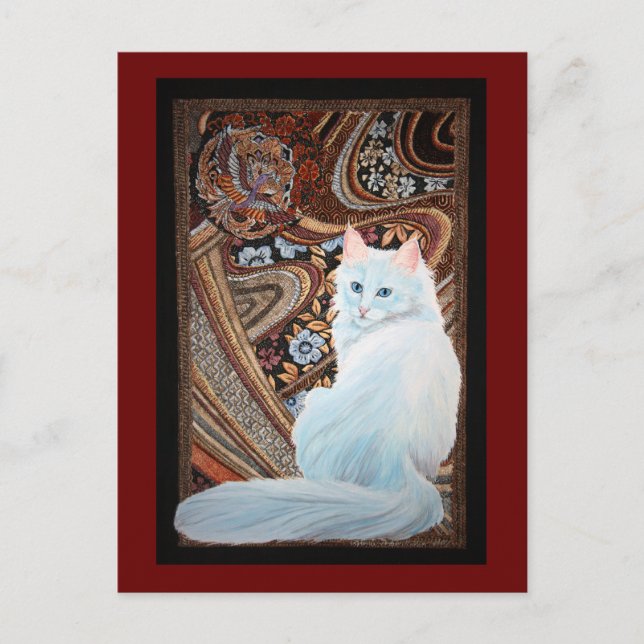 White Turkish Angora Postkarte (Vorderseite)