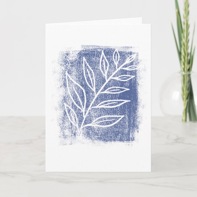 White Twig auf Blue Watercolor Zeichnend Karte (Vorderseite)