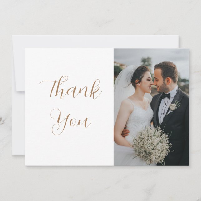 White Two Foto Holiday Card Dankeskarte (Vorderseite)