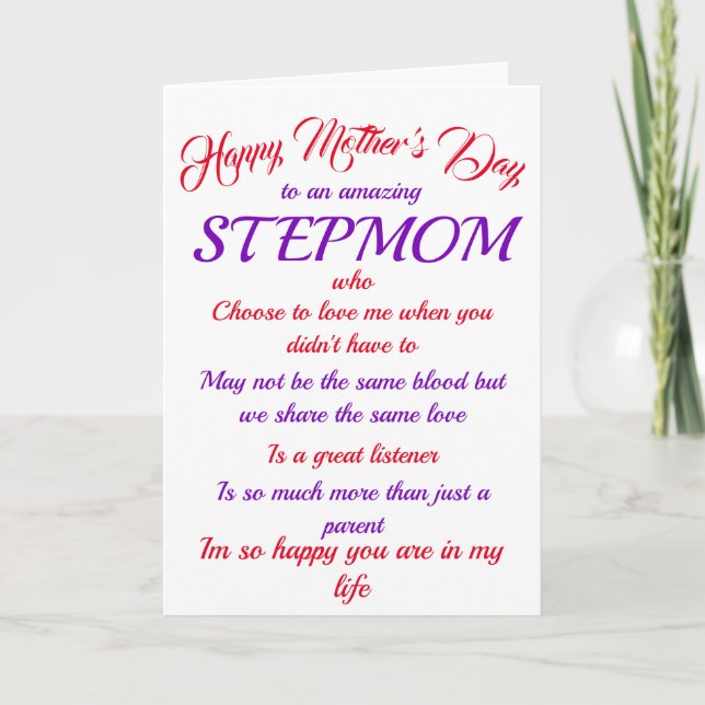 White Typografy Card der Stepmutter Mother Karte (Vorderseite)