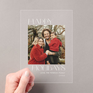 White Typografy Foto Weihnachtskarte Acryleinladungen