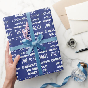 White Typografy Herzlichen Glückwunsch zu Blue Geschenkpapier