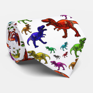 White Tyrannosaurus T Rex Rainbow Dinosaurier Krawatte