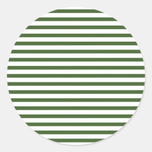 WHite und Green Modern Pinstripes Muster Runder Aufkleber