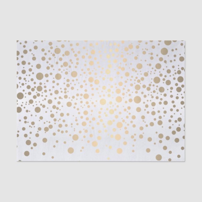 White und Metallic Gold Confetti Seidenpapier (Vorderseite)