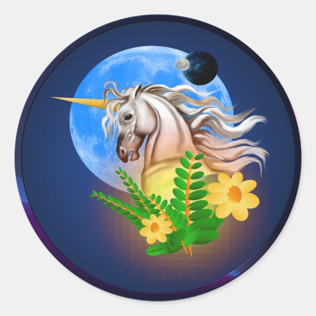 White Unicorn, Alien World Sticker (Vorderseite)