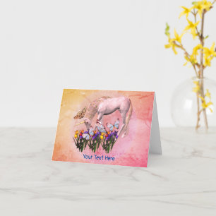 White Unicorn Butterfets Fantasy Horse Note Card Karte