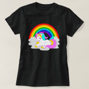 White Unicorn Cloud Rainbow Women's Basic T - Shir T-Shirt