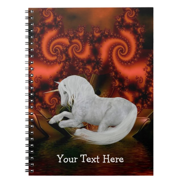 White Unicorn Fraktale Personalisiertes Notebook Notizblock (Vorderseite)