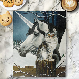 White Unicorn Tabby Cat Fantasy