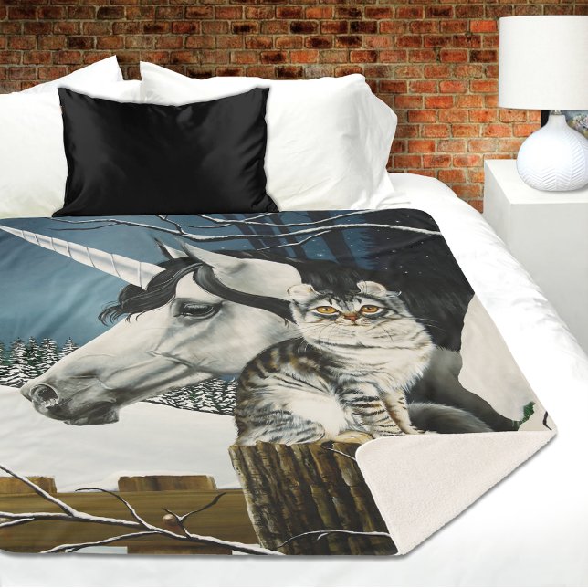 White Unicorn Tabby Cat Fantasy Sherpadecke (Von Creator hochgeladen)