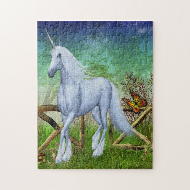 White Unicorn Woodland Tor Fantasy Hornhaut (Vertikal)
