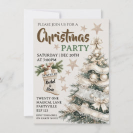 White vintage Christmas party invitation  Einladung