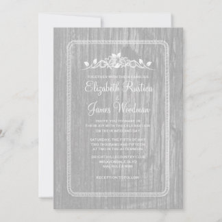 White Vintage Grange Wood Wedding Invitations