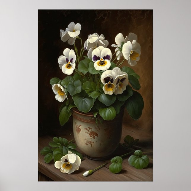 White Violas Blume Art Print Poster (Vorne)