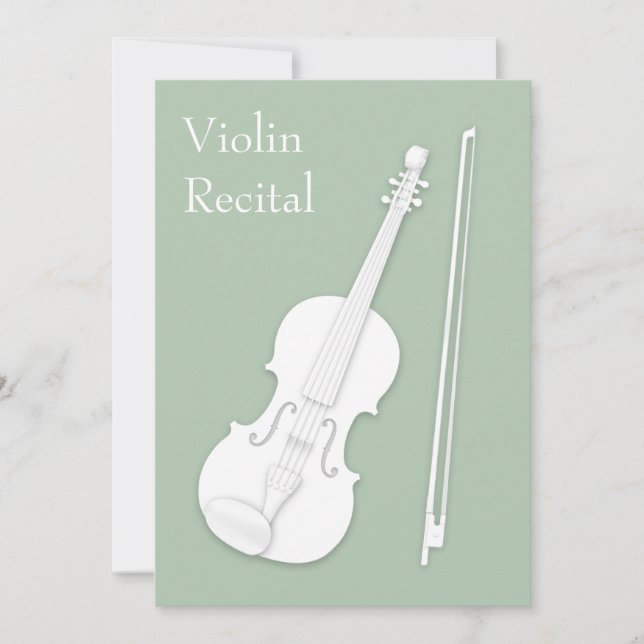 White Violin & Bow Music Erwägungsgrund Concept Pe Einladung (Vorderseite)