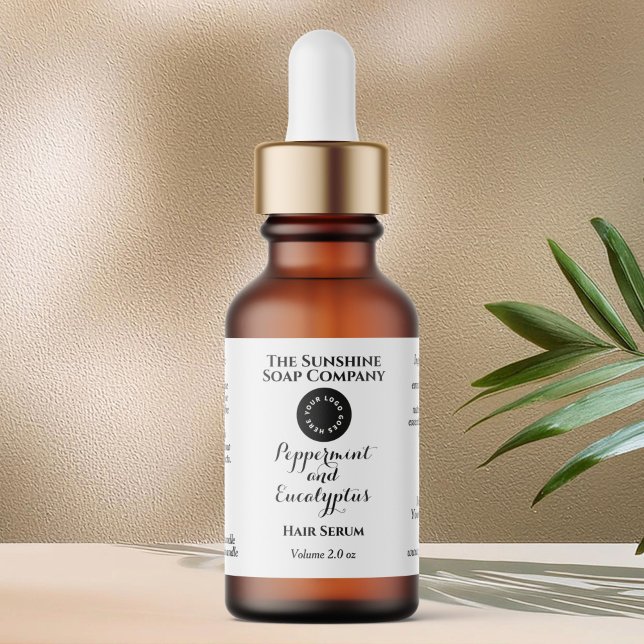 White w curly text and logo dropper bottle label  adressaufkleber (Von Creator hochgeladen)