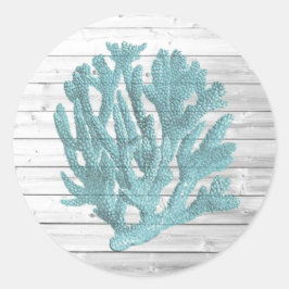 White Washed Wood Beachy Coral Stickers