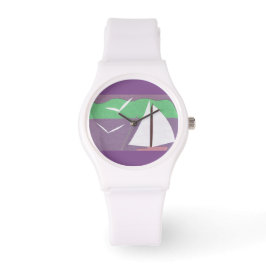 White Watch mit Sailboat Design Armbanduhr