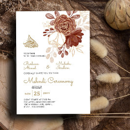 White Water color Floral Rustic Gold muslimische M Einladung