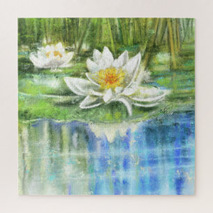 White Water Lily Nymphaea alba - Original Malerei