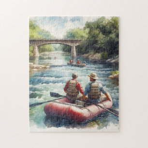 White-Water-Rafting-Aquarell-Fluss-Puzzle