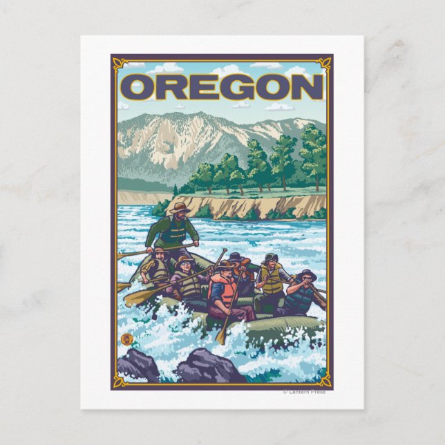 White Water Rafting - Vintage Travel Poster Postkarte (Vorderseite)