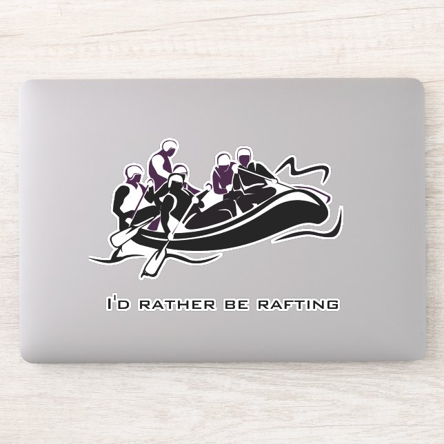 White Water River Rafting Design Contour Sticker (Computer)