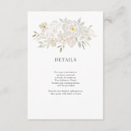 White Watercolor Peonies Wedding Details Begleitkarte