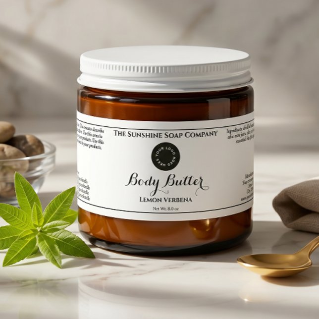 White Waterproof Cosmetik Jar Label mit Logo (Von Creator hochgeladen)