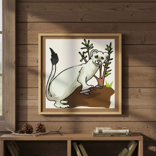 White-Weasel-Wildlife-Poster Poster