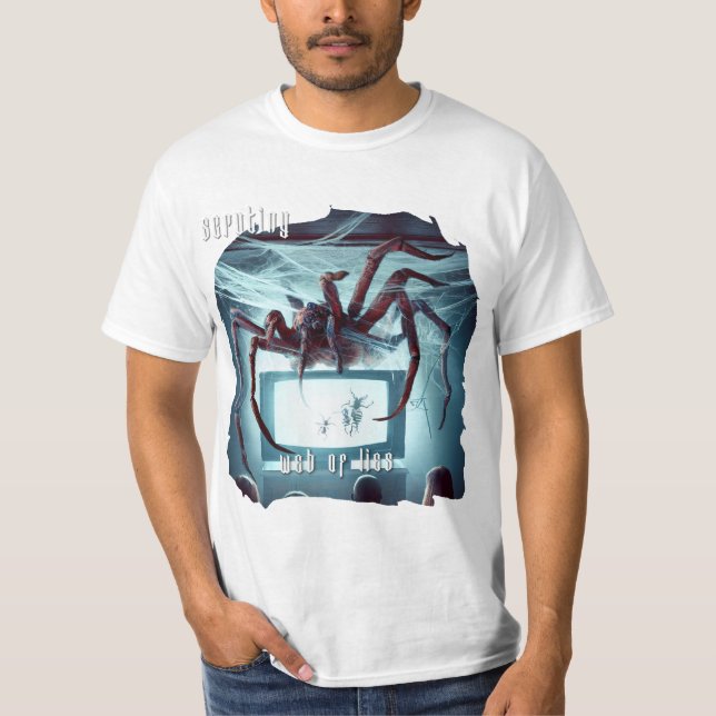 White Web of Lies T - Shirt (Spider im Fernsehen) (Vorderseite)
