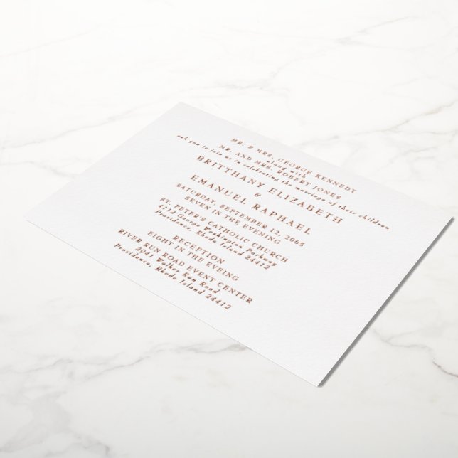 White Wedding 2 Venues Rose Gold Foil II Folieneinladung (Gedreht)