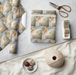 White Wedding Chrysanthemum und Candle Geschenkpapier