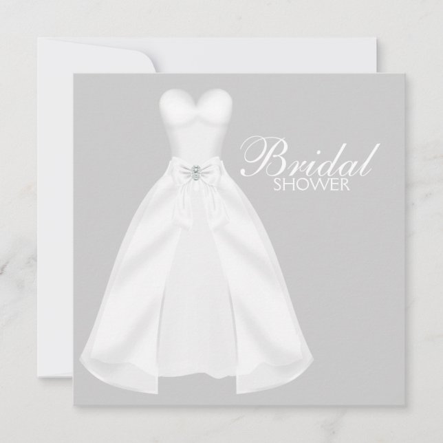 White Wedding Dress Brautparty Einladung (Vorderseite)