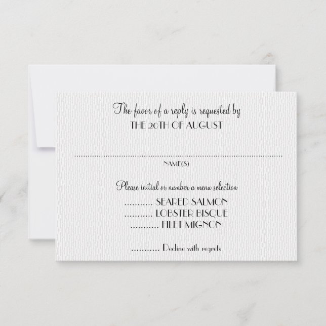 White Wedding Einladungs-Antwortkarten mit Menü RSVP Karte (Vorderseite)