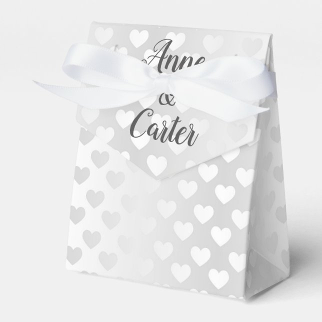 White Wedding Hearts Geschenkschachtel (Vorderseite)