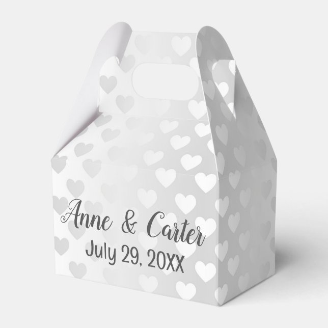 White Wedding Hearts Geschenkschachtel (Vorderseite)