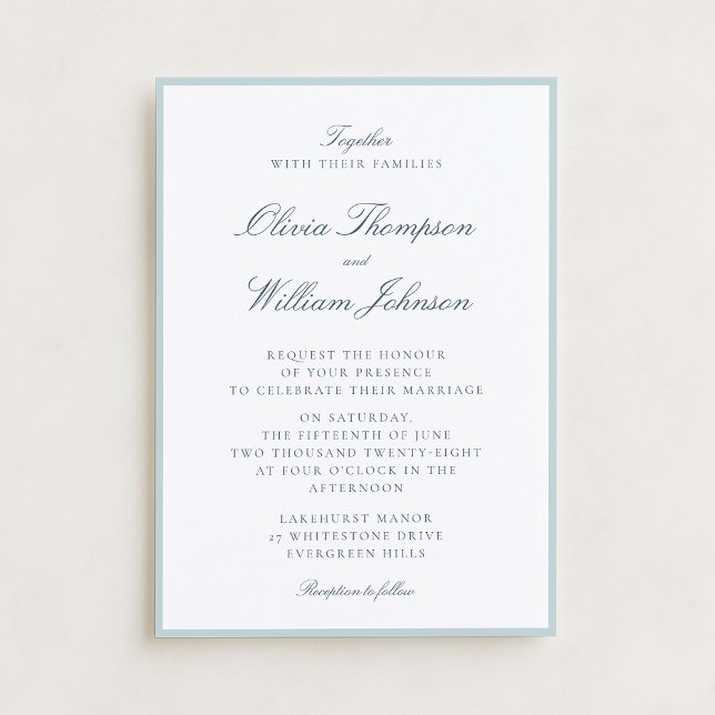 White Wedding Invitation with Light Blue Details (Créateur téléchargé)