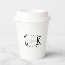 White Wedding Monogram Einfache Elegante Minimalis Pappbecher