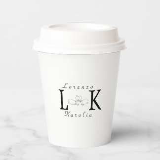 White Wedding Monogram Einfache Elegante Minimalis Pappbecher