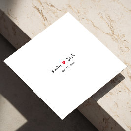 White Wedding Napkins mit handgeschriebenen schwar Serviette