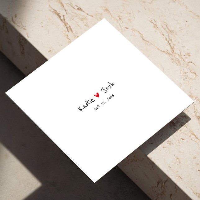 White Wedding Napkins mit handgeschriebenen schwar Serviette (White Wedding Napkins with Black Handwritten Names)