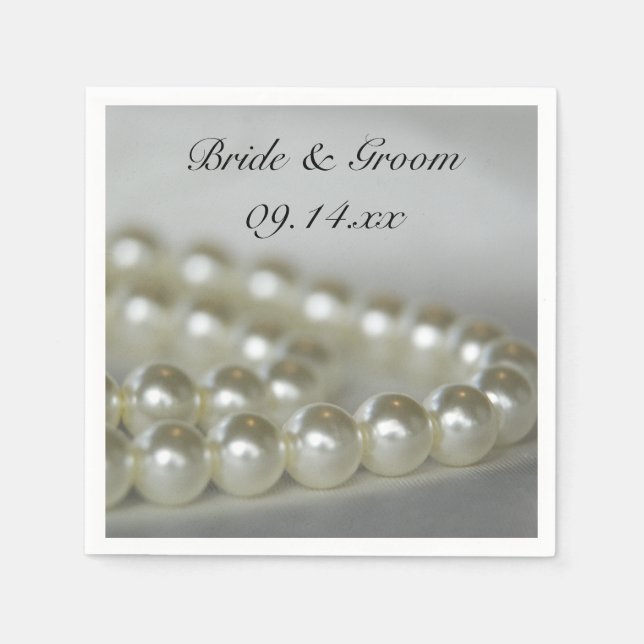 White Wedding Pearls Serviette (Vorderseite)