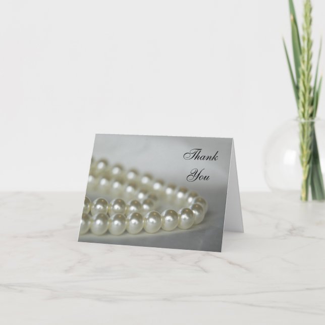 White Wedding Pearls Vielen Dank Dankeskarte (Vorderseite)